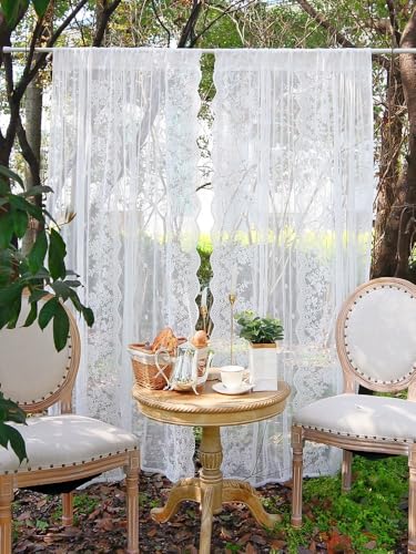 Devola Spitze Gardinen Weiß Vorhang Transparent Blumen Küchengardinen Landhausstil Scheibengardinen Lang Balkontür Fenstergardinen für Wohnzimmer HxB 150x140cm 1 Stück Devola Spitze Gardinen Weiß Vorhang Transparent Blumen Küchengardinen Landhausstil Scheibengardinen Lang Balkontür Fenstergardinen für Wohnzimmer HxB 150x140cm 1 Stück von Devola