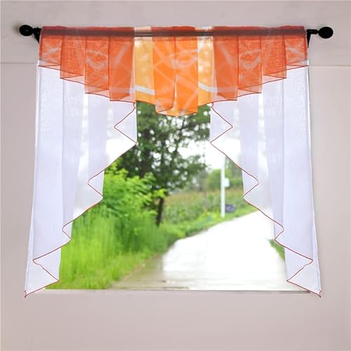 Devola Transparent Voile Bistrogardinen Kuvert Scheibengardine Balkongardine Tür Gardine Modern Dekoration Vorhänge Kurzstores BxH 100x100cm Orange Stangendurchzug 1er Pack von Devola
