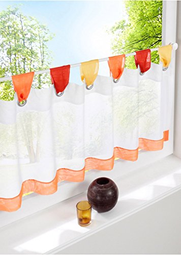 Devola Voile Scheibengardine Transparent Bistrogardinen Schlaufen-Kurzstore Dekorative Scheibengardin Moderne Küchen Fenstergardinen Flächenvorhang Balkongardine HxB 30x120cm Orange 1er Pack von Devola