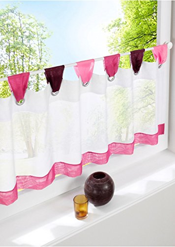 Devola Voile Scheibengardine Transparent Bistrogardinen Schlaufen-Kurzstore Dekorative Scheibengardin Moderne Küchen Fenstergardinen Flächenvorhang Balkongardine HxB 60x120cm Rosa 1er Pack von Devola