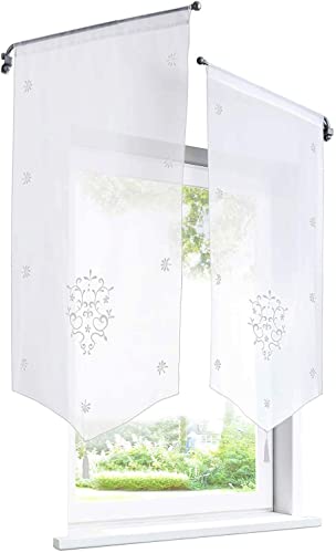 Devola Voile Scheibengardinen mit Blumenmuster Stickerei transparente Bistrogardine mit Quaste Fenster Gardinen Panneaux mit Tunnelzug Gardine HxB 90x60cm Weiß 1er Pack Devola Voile Scheibengardinen mit Blumenmuster Stickerei transparente Bistrogardine mit Quaste Fenster Gardinen Panneaux mit Tunnelzug Gardine HxB 90x60cm Weiß 1er Pack von Devola