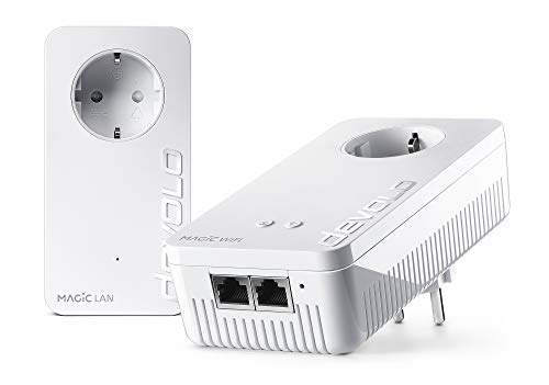 Devolo Magic 2 WiFi: Powerline mit WLAN Funktion zur Leistungssteigerung, WiFi bis zu 2400 Mbit/s AC, 2X Gigabit Adapter mit LAN-Anschluss, integrierte Steckdose, Mesh WiFi, Access Point, weiß Devolo Magic 2 WiFi: Powerline mit WLAN Funktion zur Leistungssteigerung, WiFi bis zu 2400 Mbit/s AC, 2X Gigabit Adapter mit LAN-Anschluss, integrierte Steckdose, Mesh WiFi, Access Point, weiß von Devolo