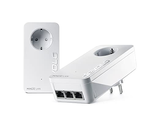 devolo Magic 2 LAN triple Starter Kit, LAN Powerline Adapter, bis zu 2.400 Mbit/s, 3x Gigabit LAN Anschluss, ideal für Gaming, dLAN 2.0, weiß von Devolo