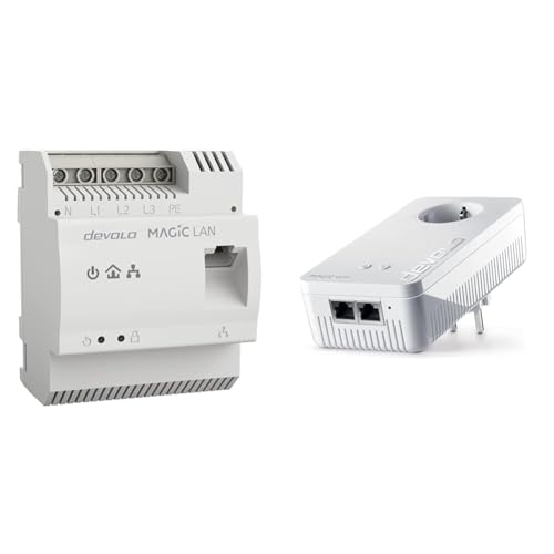 devolo 8550 Powerline Adapter Magic 2 LAN DINrail Hutschienen Adapter -bis 2.400 Mbit/s Internet aus dem Verteilerkasten & 8815 Magic 2 WiFi 6 Erweiterungsadapter devolo 8550 Powerline Adapter Magic 2 LAN DINrail Hutschienen Adapter -bis 2.400 Mbit/s Internet aus dem Verteilerkasten & 8815 Magic 2 WiFi 6 Erweiterungsadapter von Devolo