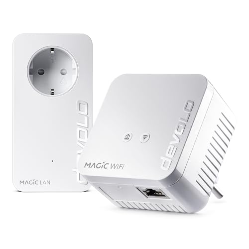 devolo Magic 1 WiFi mini Starter Kit, WLAN Powerline Adapter, bis zu 1.200 Mbit/s, WLAN Verstärker, 1x LAN Anschluss, dLAN 2.0, weiß von Devolo