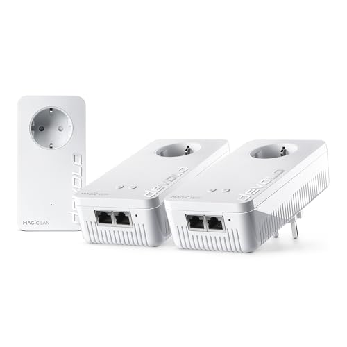 devolo Magic 1 WiFi Multiroom Kit, WLAN Powerline Adapter, bis zu 1.200 Mbit/s, Mesh WLAN, Powerlan WLAN Steckdose, 2x LAN Anschluss, dLAN 2.0, weiß von Devolo
