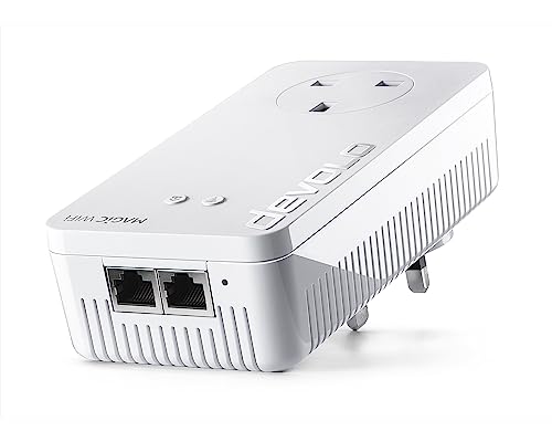 devolo Magic 2-2400 Mesh Wi-Fi 5 Next Add-On Adapter | 4K/ 8k UHD-Streaming | Stabile Heimarbeit (bis zu 2400 Mbps Powerline, Mesh Wi-Fi 5, G.hn, 2X Gb LAN-Ports) von devolo