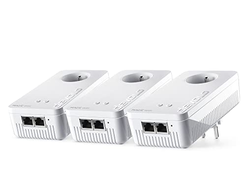 devolo Magic 2 WiFi 6 (ax) Mesh Multiroom Kit: 3X Adapter CPL WiFi, Gigogne Steckdose (2.400 Mbits, Mesh, 6X Gigabit Ethernet-Ports) ideal für Gaming, Telearbeit, Streaming, französische Steckdosen von Devolo