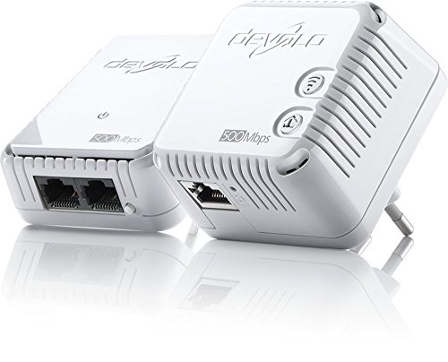 devolo dLAN 500 WiFi Starter Kit Powerline (1x dLAN 500 WiFi Powerline adapter, 1x dLAN 500 duo Powerline adapter, 1x Ethernet cable (2m), PLC Netzwerkadapter, WLAN Steckdose, WiFi Booster, WiFi Move) weiß von Devolo