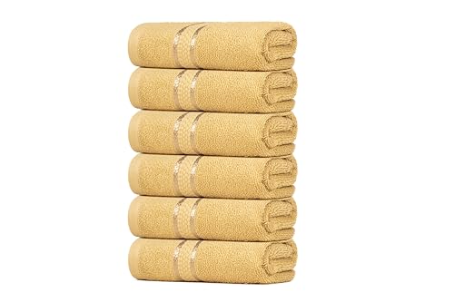 Dewall Maisons Handtuch-Set, klassisch, beige, 6-teilig, 100 % hochwertige Baumwolle, 40,6 x 71,1 cm, weich, strapazierfähig, ideal für Komfort und Eleganz, zeitlose Ergänzung für jedes Badezimmer von Dewall Maisons