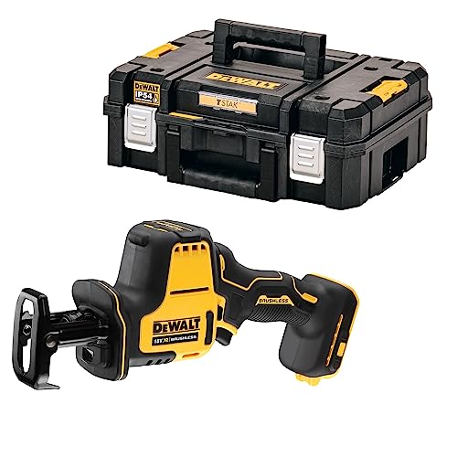 Dewalt 18 Volt Akku Kompakt-Säbelsäge DCS369NT (bürstenloser Motor, elektronische Hubzahlregulierung, werkzeugloser Blattwechsel, mit LED-Licht, inkl. TSTAK-Box II, Lieferung ohne Akku und Ladegerät) von DEWALT