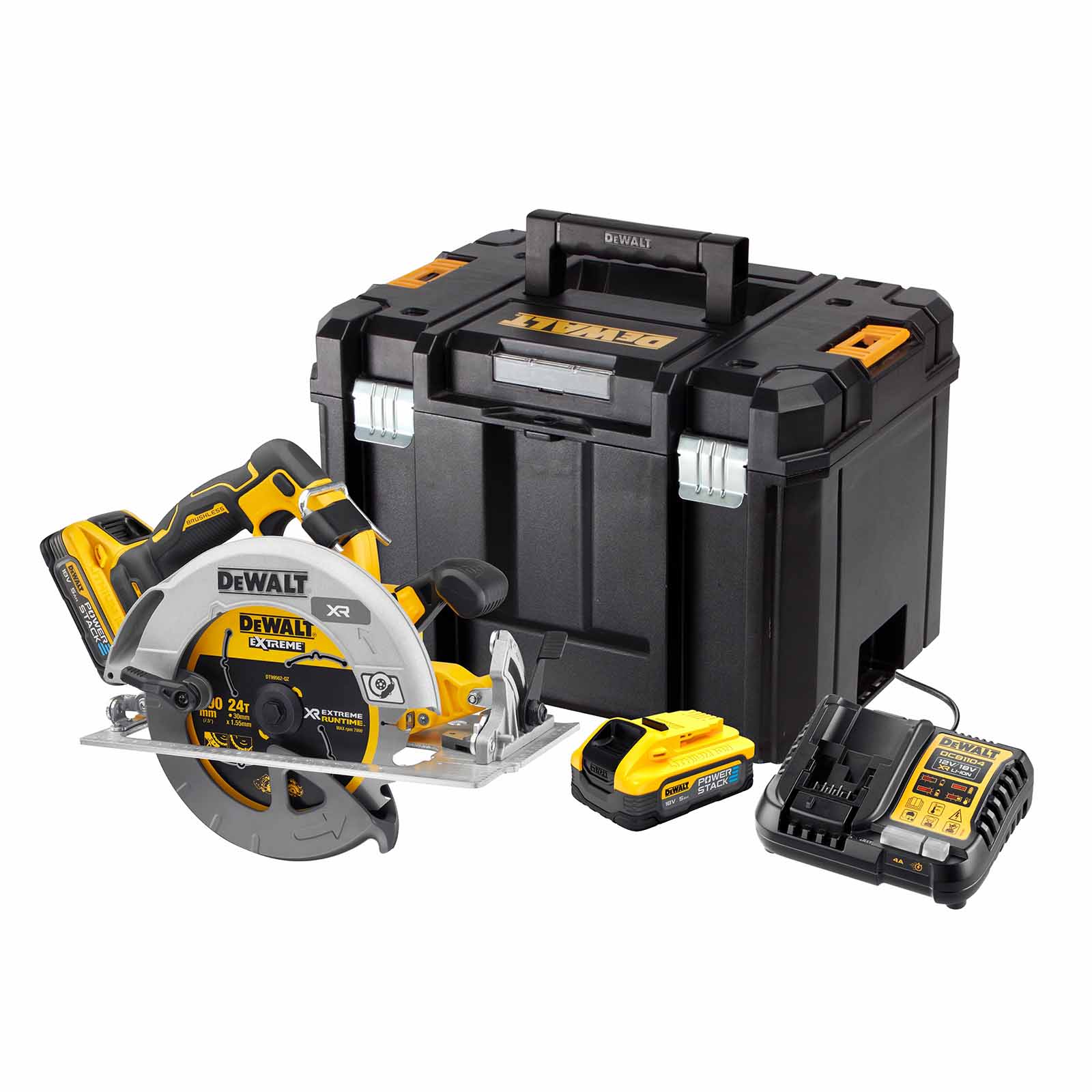 DeWALT Akku-Handkreissäge DCS573H2T-QW 18V 5Ah Powerstack-Akku, Ø190mm Sägeblatt von Dewalt