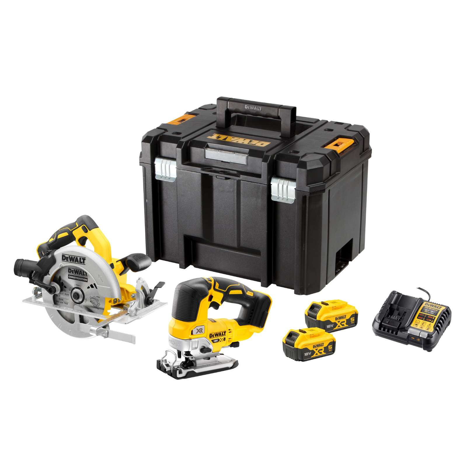 DeWALT Akku-Kombopack DCK2012P2T-QW 18V 5Ah Handkreissäge + Pendelhub-Stichsäge von Dewalt