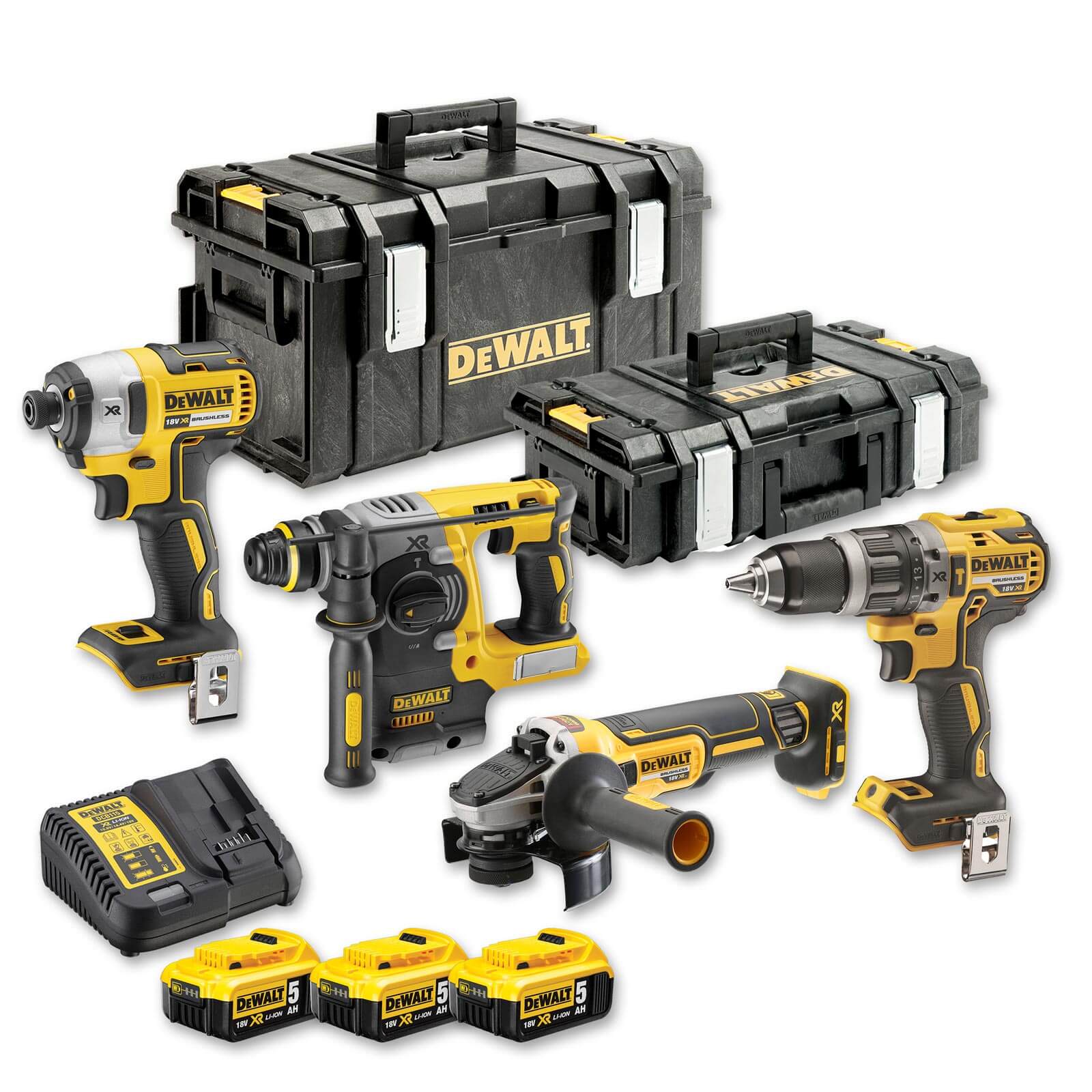 DeWALT Akku-Kombopack DCK422P3-QW 18V 5Ah - 4 Maschinen, 3 Akkus + Zubehör Set von Dewalt