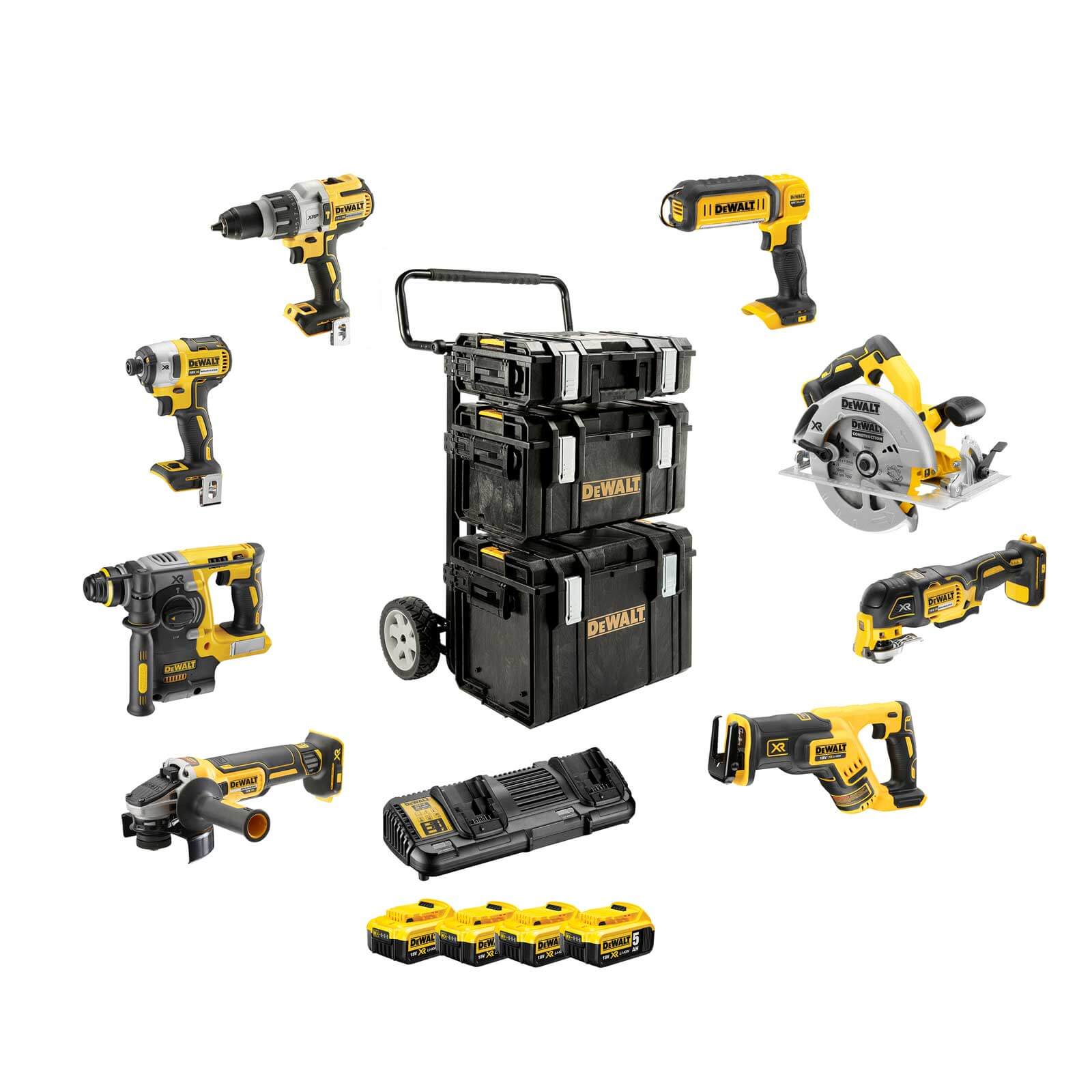 DeWALT Akku-Kombopack DCK853P4-QW 18V / 5 Ah - 8 Geräte, 4 Akkus - Werkzeug-Set von Dewalt