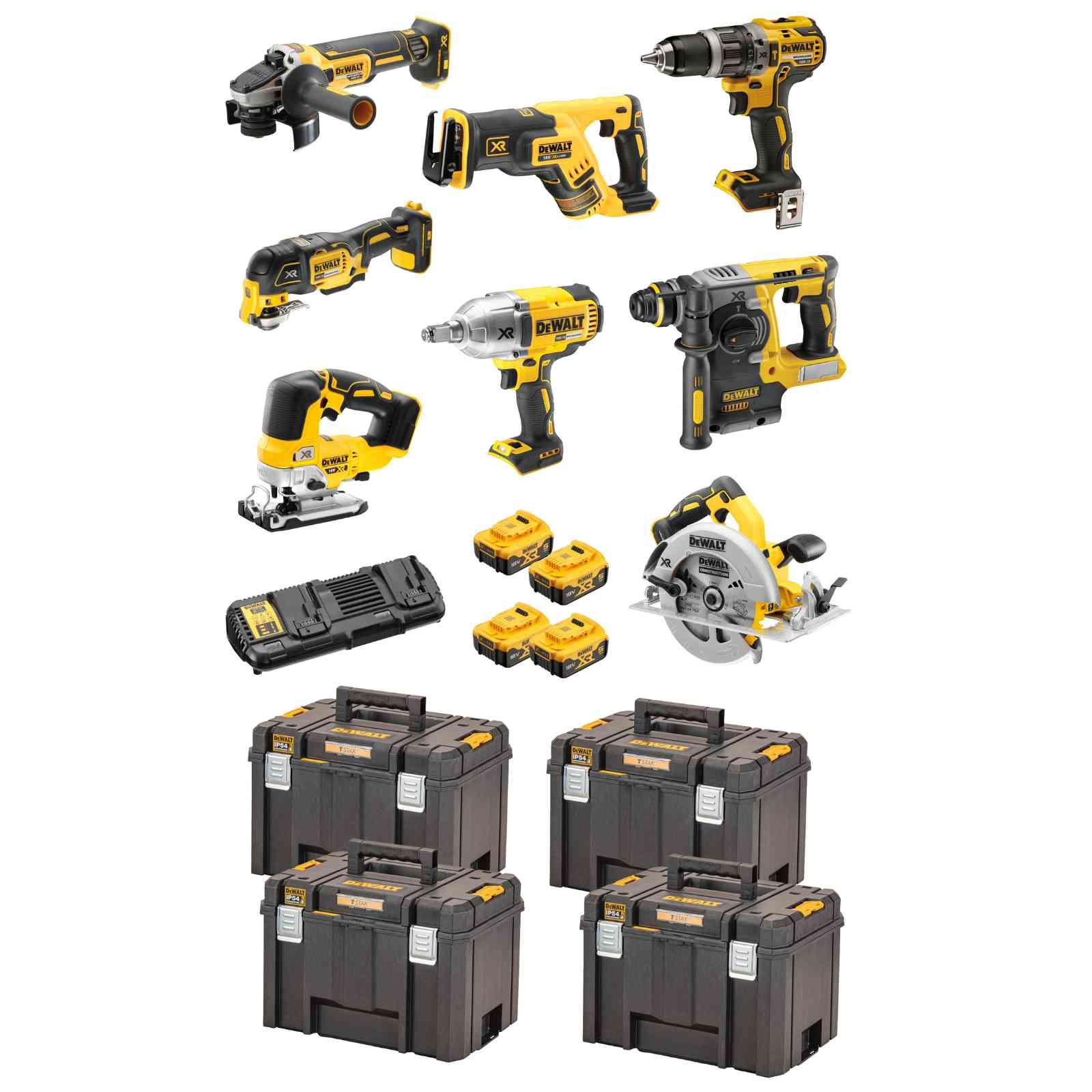 DeWALT Akku-Kombopack DCK865P4T-QW 18V 5Ah, inkl. DCD796, DCH273, DCG405, DCS570 von Dewalt