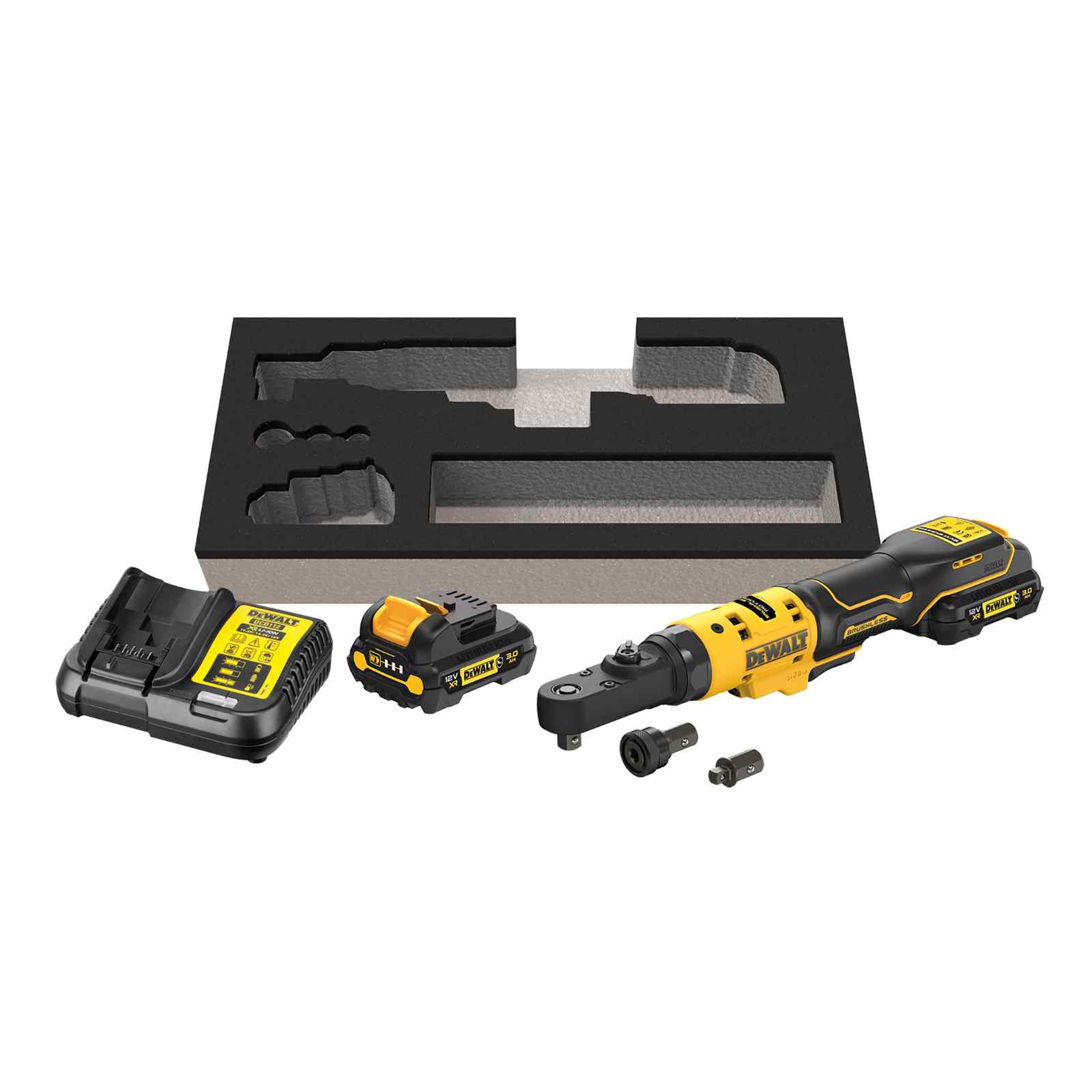 DeWALT Akku Ratsche DCF500L2G-QW 12V 3Ah Ratschenschlüssel 3/8 und 1/4 mit 75Nm von Dewalt