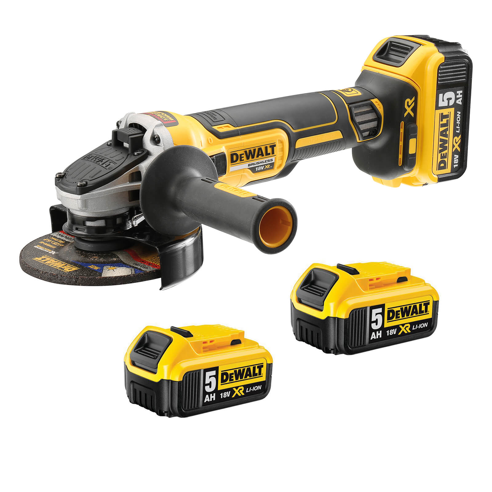 DeWALT Akku-Winkelschleifer DCG405P3-QW 125mm 18V 5Ah - Trennschleifer + Zubehör von Dewalt