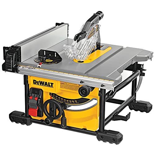 Dewalt Tischkreissäge DWE7485 (1.850 Watt, 210 mm, 65 mm max. Schnittbereich, sehr kompakt, beidseitiger Parallelanschlag, AirLock-kompatible, inkl. Sägeblatt, Schiebestock, Montagewerkzeug) von Dewalt