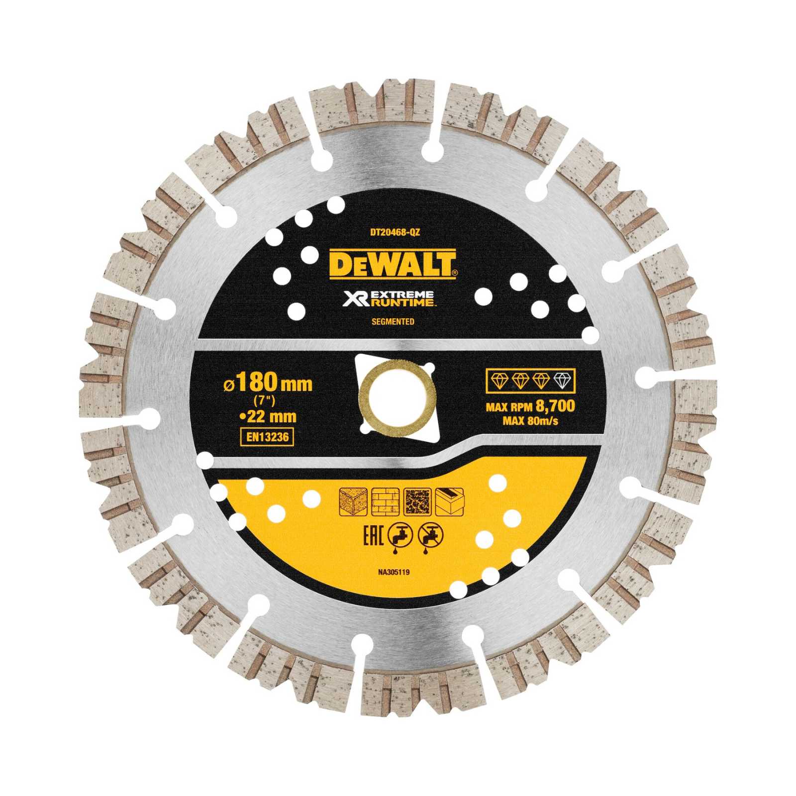 DeWALT Diamanttrennscheibe DT20468-QZ 180 x 22,23mm Beton Stein Fliesen von Dewalt