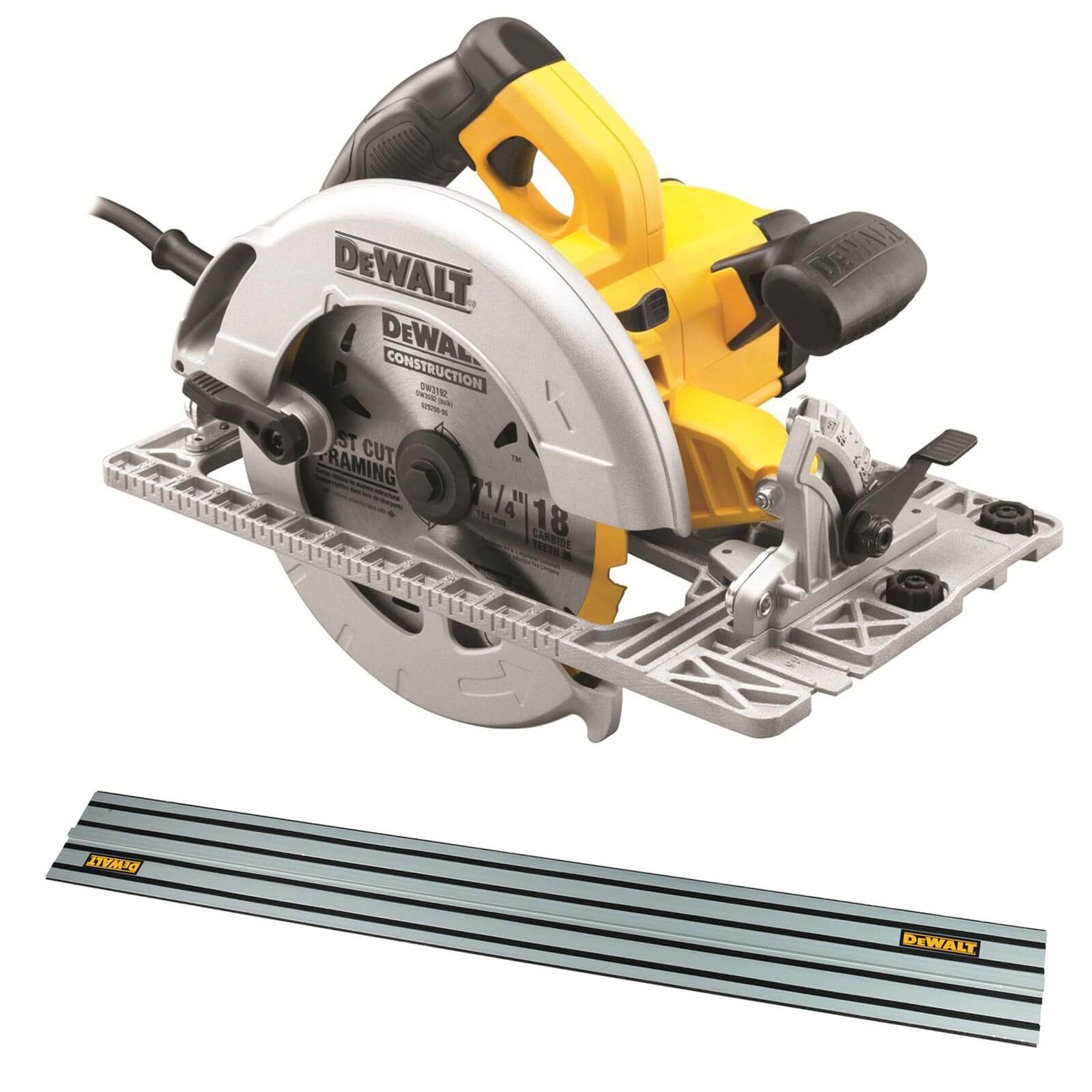 DeWALT Handkreissäge DWE576KR-QS 1600 W / 61 mm inkl. Führungsschiene 1500 mm von Dewalt