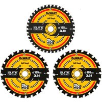 DeWALT Kreissägeblatt-Set ELITE DT10397, 165 x 20 mm, 3-teilig: / 2x 24 + 1x , 40 WZ von Dewalt