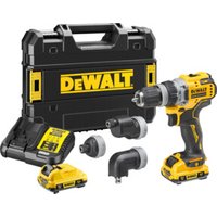 DEWALT 12 Volt / 3 Ah Akku-Bohrschrauber mit 4 werkzeuglos wechselbaren Werkzeug-Aufnahmen DCD703L2T-QW von Dewalt