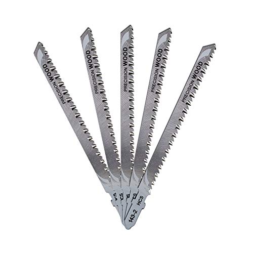 Dewalt HCS Stichsägeblatt DT2048 (116mm Gesamtlänge, 87mm Arbeitslänge, max. Schnitttiefe: 65mm, für saubere, extra gerade, winkelgenaue Schnitte in Holz, Span- Tischler-, Faserplatten) 5 Stück von DEWALT