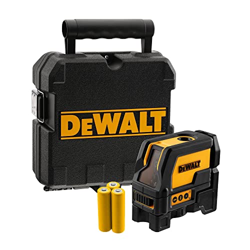 DEWALT Kreuzlinien-Laser mit 2 Lotpunkten (rote Laserdiode, selbstnivellierende, Pulsmodus, Laserklasse 2, IP 54, Lasersichtbarkeit bis 15 m ohne Detektor, inkl. 3x LR6 Batterien und Koffer) DW0822 von DEWALT