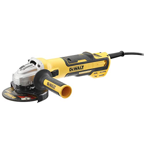 Dewalt 1.700 W 125 mm Winkelschleifer DWE4357 (bürstenloser Motor, staubgeschützte Wicklungen durch Epoxyd-Harz, elektronische Bremse u. Kupplung, Schutzhaube, Zusatzhandgriff, Schnellspannmutter) von DEWALT