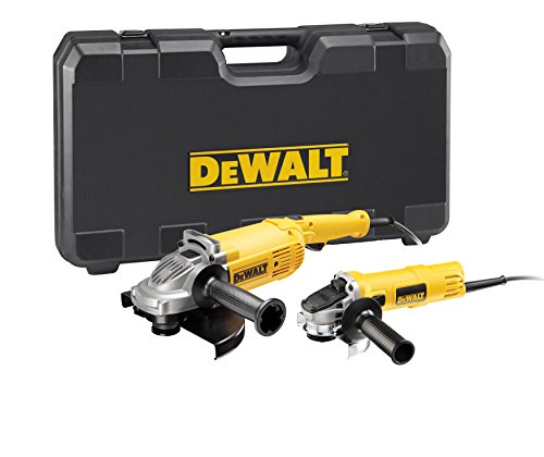 DeWalt Winkelschleifer Doppelset/Trennschleifer (mit 2.200 W/230 mm und 900 W/125 mm Winkelschleifer, werkzeugloser Schutzhauben-Schnellverstellung, Spindelarretierung) DWE494TWIN, Gelb,schwarz von Dewalt