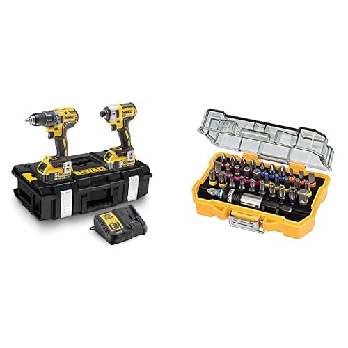 Dewalt 18 Volt Akku-Schlagbohr- und Schlagschrauber Kombopack DCK266P2 & 32-tlg. Schrauberbit-Set von DEWALT