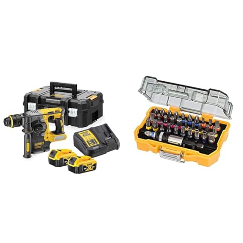 Dewalt 18 Volt SDS-plus Akku Kombihammer DCH273P2T (24 mm) & 32-tlg. Schrauberbit-Set von DEWALT
