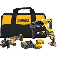 3-Wege-Set xr 18V 5Ah brushless Dewalt Schraubendreher DCF620 + Bohrhammer DCH133 + Winkelschleifer DCG405 - DCK304P2-QW von Dewalt