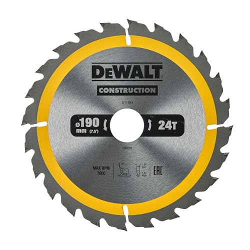 Dewalt Bau-Kreissägeblatt für Handkreissägen (190/30TK, 24WZ, für universellen Einsatz auf Handkreissägen, 1 Stück) DT1944-QZ von DEWALT