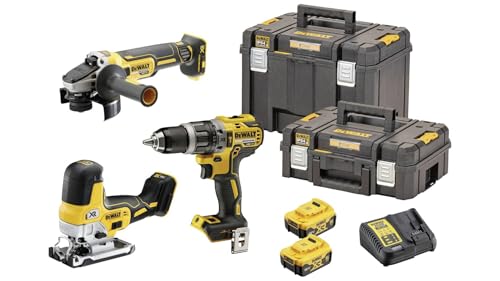 DEWALT DCK329P2T-QW Werkzeugset Akku-Schlagbohrschrauber, Akku-Winkelschleifer, Akku-Stichsäge, Akk von DEWALT