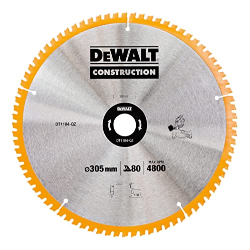 DEWALT DT1184-QZ Bau Kreissägeblatt Stationaer 305x30x2.41 80WZ 7° von DEWALT
