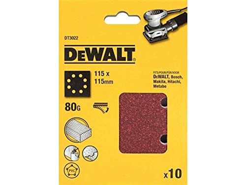 DeWALT Schleifblätter 115x115 K80 8-L 10 Stück, DT3022-QZ von DeWalt