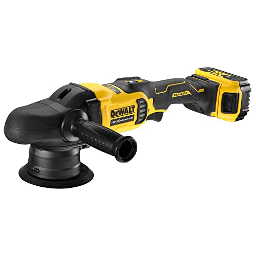 DeWalt DCM848P2-QW Doppel-Action-Poliermaschine XR 18 V 5 Ah Li-Ion Brushless – 2 Akkus gelb von DEWALT