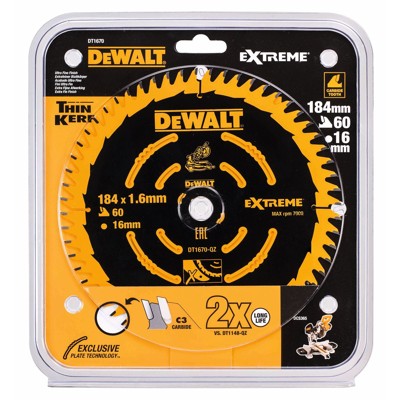 Sägeblatt für Akku-Handkreissägen ø184 x 16mm 60WZ von Dewalt