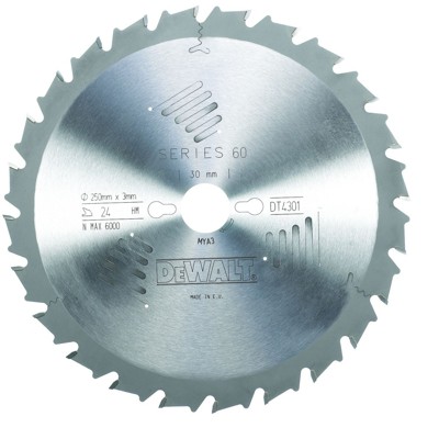 Sägeblatt für stationäre Kreissägen ø250 x 30mm 24FZ von Dewalt