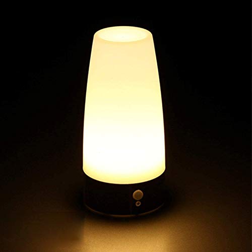 Guijiyi LED Bewegungsmelder Tischleuchte Nachtlicht LED-Tischlampe mit kabellosem PIR-Bewegungssensor verwenden 3x 1,5VAAA Batterie[Energieklasse A+] (Rund) von Guijiyi
