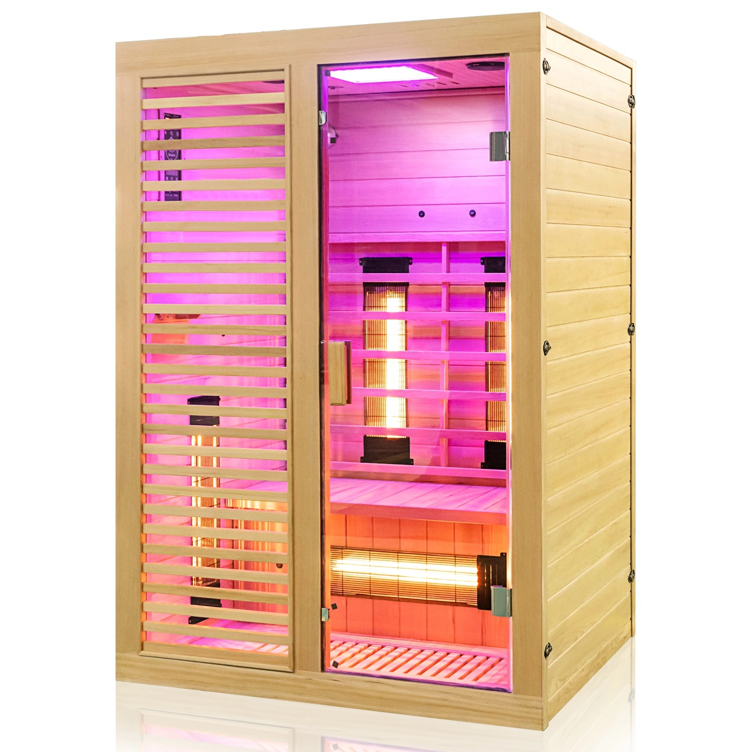 Dewello Infrarotkabine Infrarotsauna Hamlin 130Cm X 105Cm Inkl 5 Vollspektrumstrahler Bodenstrahler 2 Personen Led von Dewello