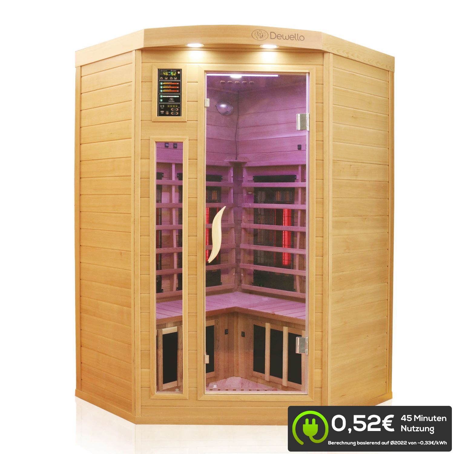 Infrarotkabine LAKEFIELD PRO Hemlock-Zeder 140x140 von Dewello