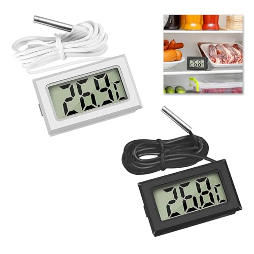 Dewfigs 2 Stück Digital Thermometer mit Fühler, Digital LCD Thermometer, Temperaturüberwachung, Kühlschrankthermometer, Aquariumthermometer, -50°C bis +110°C von Dewfigs ㅤ