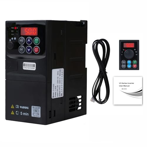 1.5KW Frequenzumrichter 230V Einphasiger 220V-Eingang Dreiphasiger 220V-Ausgang VFD Frequenzumrichter CNC Frequenzumrichter Abnehmbare Schalttafel Modell V3-215EE (mit 1.5m Verlängerungskabel) von DewinLVD