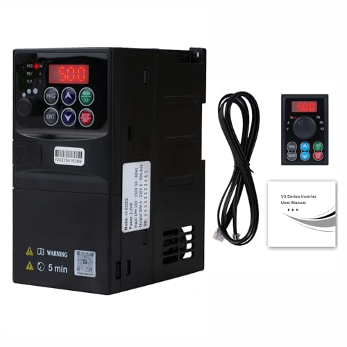 2.2KW Frequenzumrichter 230V Einphasiger 220V-Eingang Dreiphasiger 220V-Ausgang VFD Frequenzumrichter CNC Frequenzumrichter Abnehmbare Schalttafel Modell V3-222EE (mit 1.5m Verlängerungskabel) von DewinLVD
