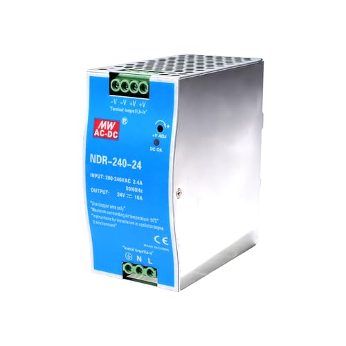 240W Hutschienen Netzteil 24V DIN-Schienen-Schaltnetzteil Eingang AC 100-220V 2,4A Ausgang DC 24V 10A Mehrere Schutzfunktionen Industrielles Modell NDR-240W-24V. von DewinLVD