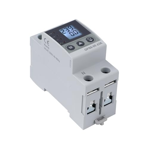 63A Überspannungsschutz Smart meter Stromzähler hutschiene 2P 230V AC LED-Digitalanzeige Selbstrückstellende Funktion Über-/Unterspannung und Überstrom können eingestellt werden (GPS8-05-U) von DewinLVD