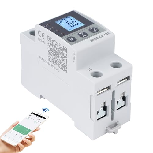 63A Wlan Schalter mit Überspannungsschutz Überstrom Smart meter Switch 2P 230V AC Selbstrückstellende Funktion Über-/Unterspannung und Überstrom können eingestellt werden (GPS8-06-U) von DewinLVD
